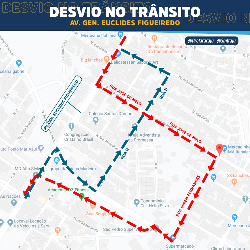 Prefeitura altera bloqueio no trânsito da Euclides Figueiredo devido ao avanço das obras na via - SMTT Aracaju